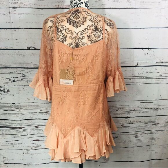 Revolve Stevie May Arid Dreams Mini Dress Lace Apricot XS - Picture 7 of 14